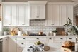 © Abda - Bright kitchen with white cabinetry and subway tile backsplash.