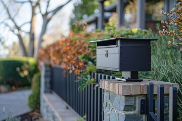 Mailbox stone post fence