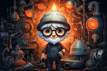 Poster - A quick-witted gnome inventor, creating ingenious gadgets and contraptions to overcome challenges. - Generative AI