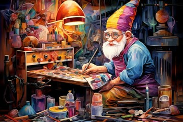 Poster - A quick-witted gnome inventor, creating ingenious gadgets and contraptions to overcome challenges. - Generative AI