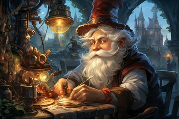 Wall Mural - a quick-witted gnome inventor, creating ingenious gadgets and contraptions to overcome challenges. -