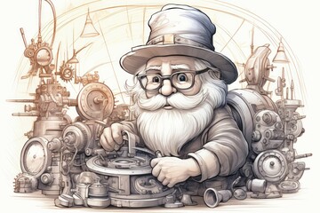 Canvas Print - A quick-witted gnome inventor, creating ingenious gadgets and contraptions to overcome challenges. - Generative AI