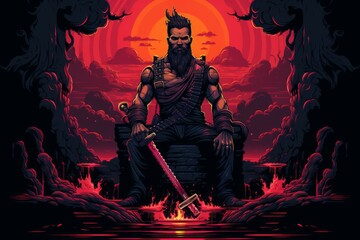 Wall Mural - a stoic and disciplined warrior, wielding a blade with unmatched precision. - generative ai