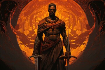 Wall Mural - a stoic and disciplined warrior, wielding a blade with unmatched precision. - generative ai