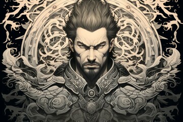 Wall Mural - a stoic and disciplined warrior, wielding a blade with unmatched precision. - generative ai