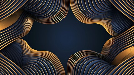 Wall Mural - A gold and blue abstract design with a black background