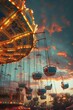 © Александр Лобач - Summer park with amusement rides. People relaxing at the summer armarka . Entertainment in the city parka