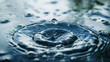 © Vitor - Gota de água clara com ondas circulares, impacto de gota de água, conceito de natureza