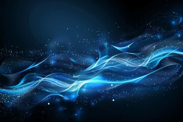 Wall Mural - abstract futuristic blue particles wave on dark background ai concept