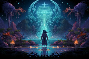 Wall Mural - a master of elemental magic, manipulating fire, water, earth, and air with ease. - generative ai