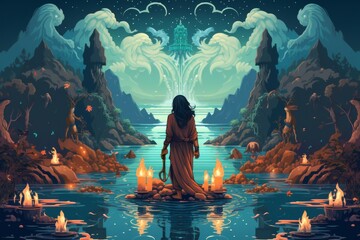 Wall Mural - a master of elemental magic, manipulating fire, water, earth, and air with ease. - generative ai