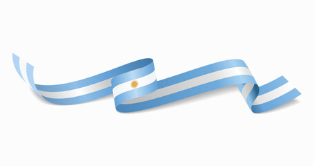 Poster - Argentinean flag wavy abstract background. Vector illustration.