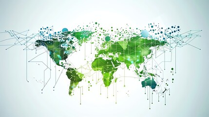 a green world with a lot of dots and lines
