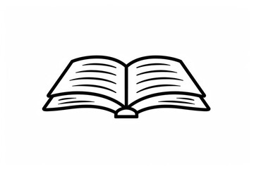 Book Clip Art. Learning and Education Symbol - Icon of Open Book with Thin Black Outline, Illustration for Library and Literature