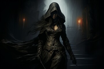 Canvas Print - a stealthy and elusive rogue, moving in shadows and striking with deadly precision. - generative ai