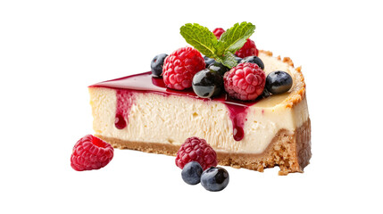 Cheesecake isolated on transparent background.