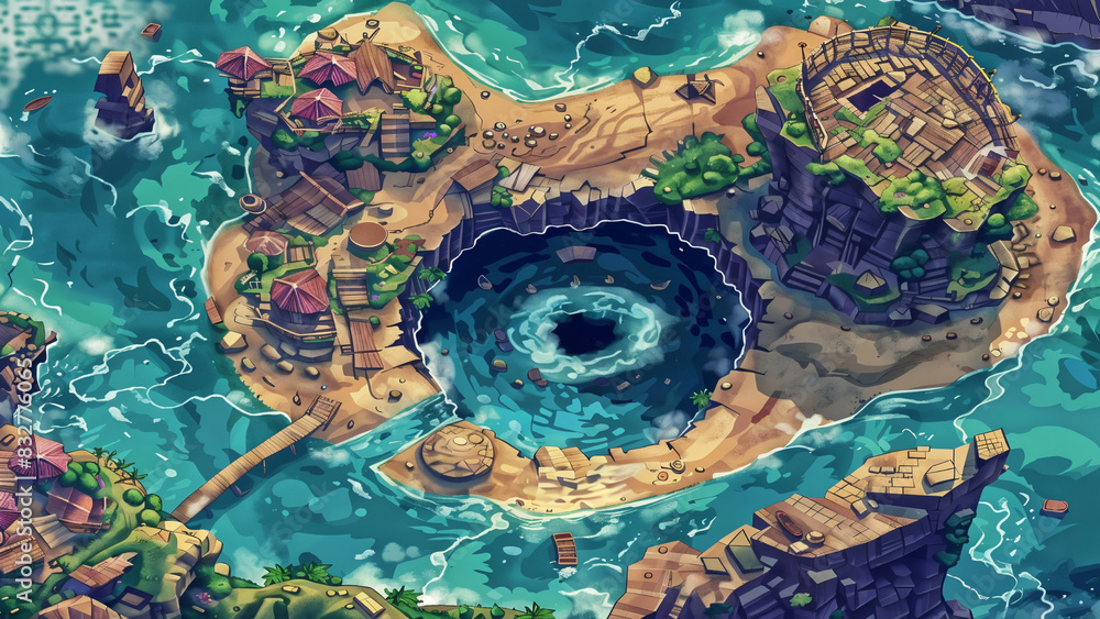 island Battlemap DnD,RPG Map for Dungeons and Dragons, Sea,game background, place for battle