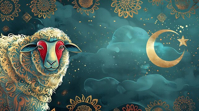 islam, culture, month, religion, illustration, design, arabic, calligraphy, islamic, moon, muslim, poster, religious, sacrifice, eid, text, banner, celebration, holiday, vector, background, traditiona