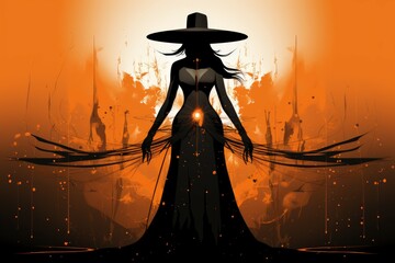 Sticker - A mysterious and enigmatic sorceress, wielding ancient spells and communing with unseen forces. - Generative AI