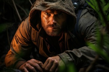Canvas Print - A skilled and versatile ranger, tracking prey and surviving in the wilderness. - Generative AI