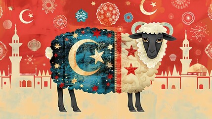 islam, culture, month, religion, illustration, design, arabic, calligraphy, islamic, moon, muslim, poster, religious, sacrifice, eid, text, banner, celebration, holiday, vector, background, traditiona