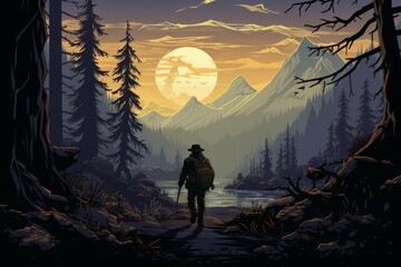 Canvas Print - A skilled and versatile ranger, tracking prey and surviving in the wilderness. - Generative AI
