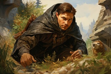 Canvas Print - A skilled and versatile ranger, tracking prey and surviving in the wilderness. - Generative AI