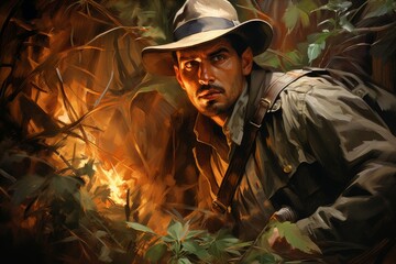 Canvas Print - A skilled and versatile ranger, tracking prey and surviving in the wilderness. - Generative AI