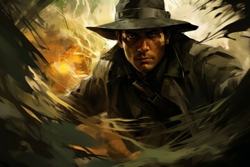 Canvas Print - A skilled and versatile ranger, tracking prey and surviving in the wilderness. - Generative AI