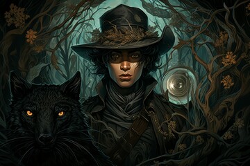 Canvas Print - A skilled and versatile ranger, tracking prey and surviving in the wilderness. - Generative AI