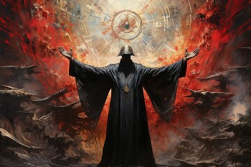 Wall Mural - A devout and zealous cleric, channeling divine power to smite evil and heal the faithful. - Generative AI