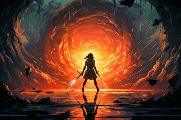 Wall Mural - a fierce and deadly duelist, engaging in graceful combat with a rapier and unparalleled skill. - gen