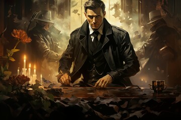 Canvas Print - A cunning and manipulative spy, gathering information and infiltrating enemy ranks. - Generative AI