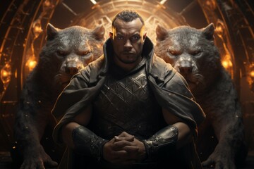 Wall Mural - a resilient and steadfast guardian, shielding allies from harm with unwavering resolve. - generative