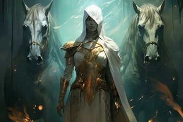 Wall Mural - a resilient and steadfast guardian, shielding allies from harm with unwavering resolve. - generative