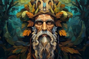 Sticker - A wise and ancient druid, attuned to nature and capable of transforming into beasts. - Generative AI