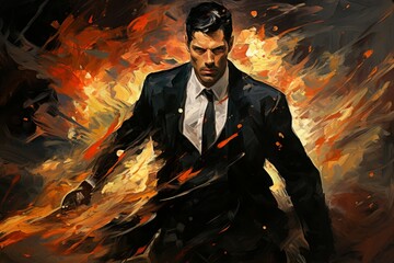 Canvas Print - a relentless and vengeful avenger, driven by a personal vendetta against evildoers. - generative ai