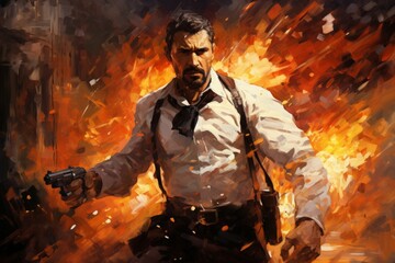 Canvas Print - a relentless and vengeful avenger, driven by a personal vendetta against evildoers. - generative ai