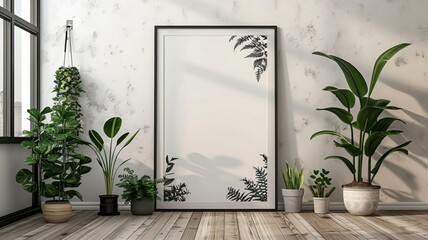 Room With Plants and Picture Frame