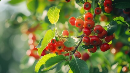 Wall Mural - Close up of berries growing on a tree branch