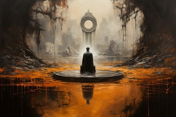 Wall Mural - a solemn and disciplined monk, mastering martial arts and achieving inner harmony. - generative ai