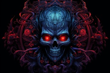 Canvas Print - A powerful and fearsome necromancer, commanding legions of undead minions. - Generative AI