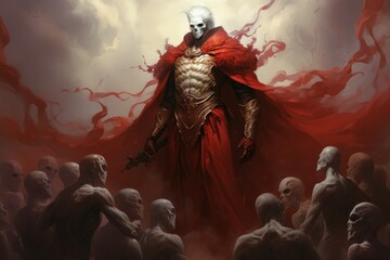 Wall Mural - A powerful and fearsome necromancer, commanding legions of undead minions. - Generative AI