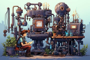 Wall Mural - A curious and inventive tinkerer, crafting ingenious gadgets and contraptions. - Generative AI