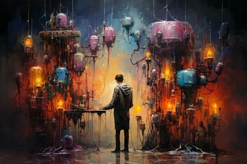 Wall Mural - A curious and inventive tinkerer, crafting ingenious gadgets and contraptions. - Generative AI