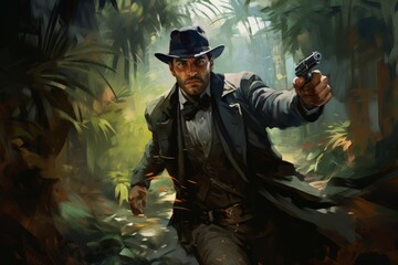 Canvas Print - a relentless and skilled bounty hunter, tracking down and capturing fugitives with ruthless efficien