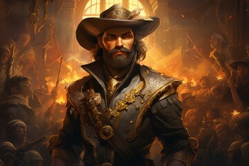 Wall Mural - A relentless and skilled bounty hunter, tracking down and capturing fugitives with ruthless efficiency. - Generative AI