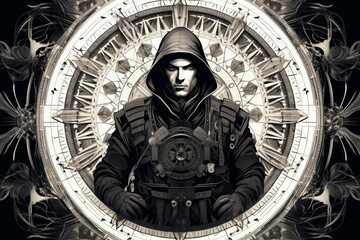 Canvas Print - A relentless and skilled bounty hunter, tracking down and capturing fugitives with ruthless efficiency. - Generative AI