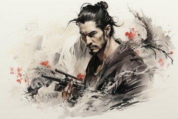 Wall Mural - A relentless and skilled bounty hunter, tracking down and capturing fugitives with ruthless efficiency. - Generative AI