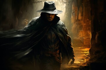 Wall Mural - A relentless and skilled bounty hunter, tracking down and capturing fugitives with ruthless efficiency. - Generative AI